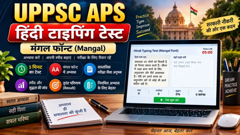 UPPSC APS Hindi Typing Test mangal font